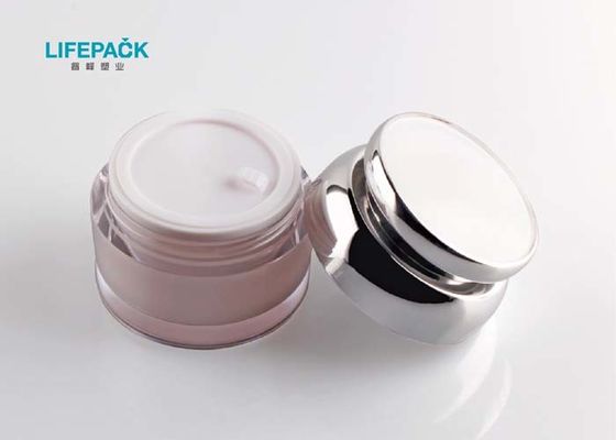 Silver Cap Clear Cosmetic Containers , Luxury Cosmetic Packaging With PE Disc